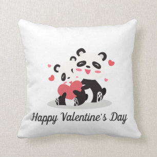 Adorable Panda Couple Valentine Throw Pillow