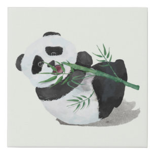 Adorable Panda Faux Canvas Print