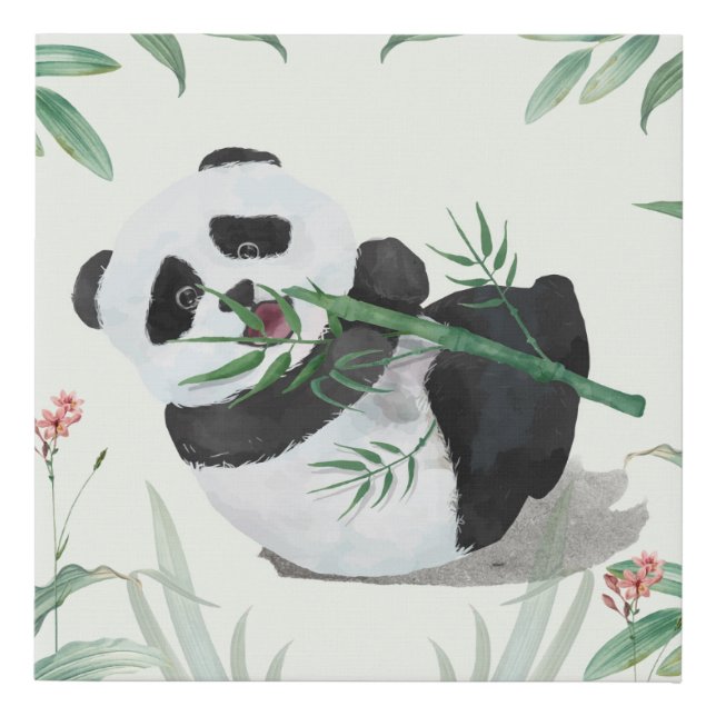 Adorable Panda Faux Canvas Print (Front)