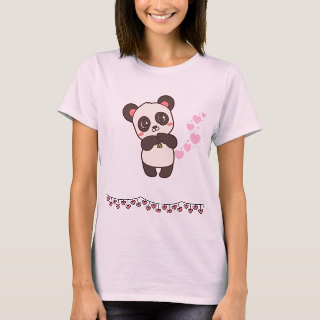 Adorable Panda Hug - Pink Delight T-Shirt (Front)