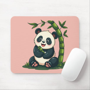 Adorable Panda Hugging Bamboo Cute Cartoon Art Mouse Pad