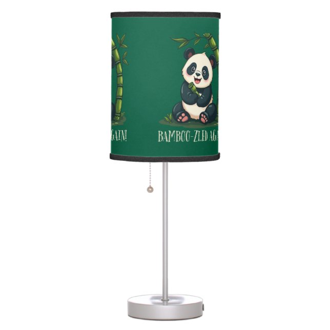 Adorable Panda Hugging Bamboo Cute Cartoon Green Table Lamp (Right)