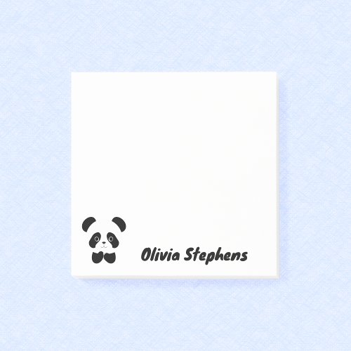 Adorable Panda Illustration and Name Personalized  Post_it Notes