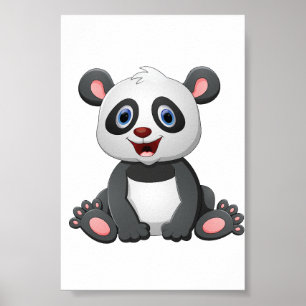 Adorable Panda Illustration   Printable Poster