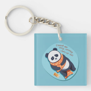 adorable panda need morning call keychain