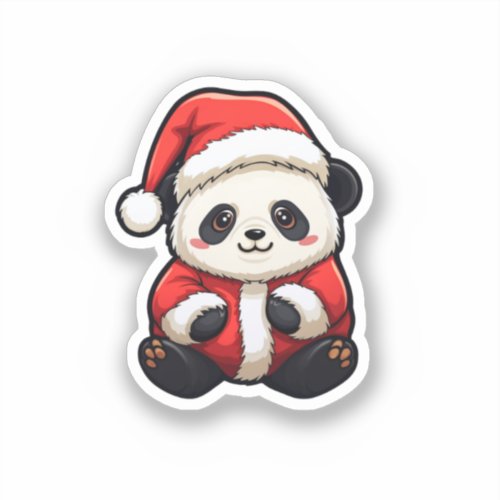 Adorable Panda Santa Claus Christmas Sticker