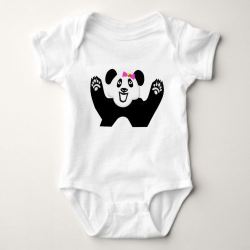 Adorable Panda with Pink Bow Baby Bodysuit