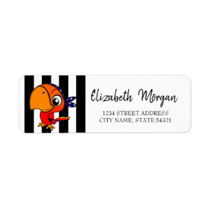 Adorable Parot ,Black Stripes Address Label