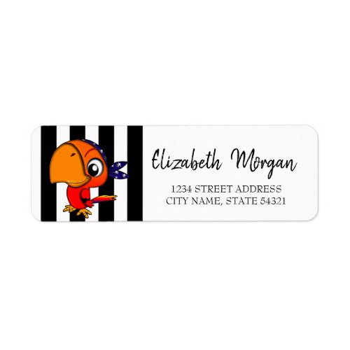 Adorable Parot Black Stripes  Address Label