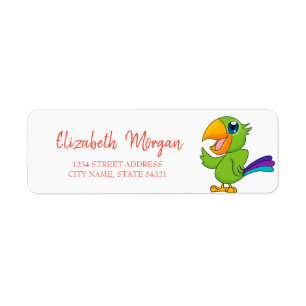 Adorable Parrot , White Address Label