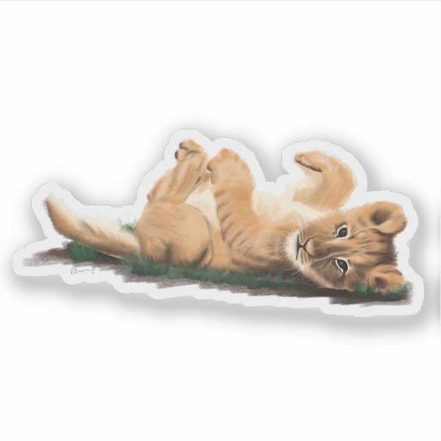 Adorable Pastel Baby Lion Illustration Custom Sticker (Front)