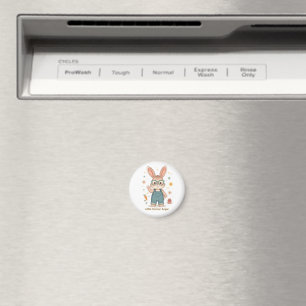 Adorable Pastel Bunny Farmer - Decorative Magnet
