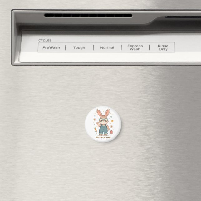 Adorable Pastel Bunny Farmer - Decorative Magnet (In Situ (Dishwasher))
