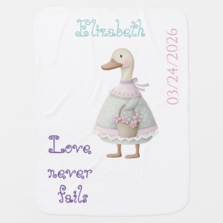 Adorable Pastel Country Bible Duck Flower Coquette Baby Blanket