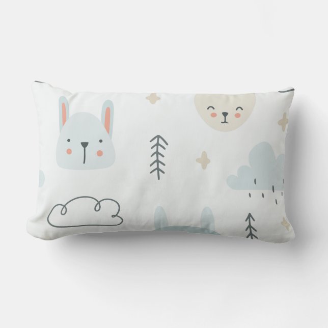 Adorable pastel doll pattern kids  lumbar pillow (Front)