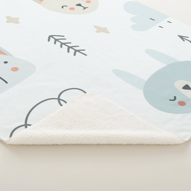 Adorable pastel doll pattern kids sherpa blanket (3/4)