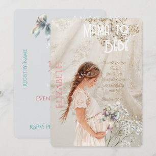 Adorable Pastel Expecting Mother Satin Lace Bow Invitation