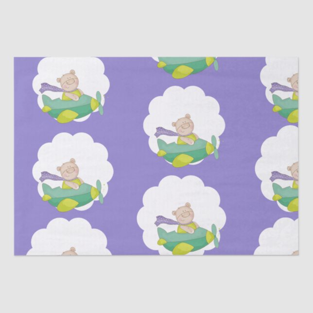 Adorable Pastel Label Teddy Bear Tissue Paper (Front)