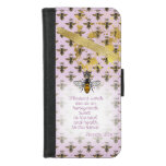 Adorable Pastel Mauve Gold Bee Grid Faith iPhone 8/7 Wallet Case
