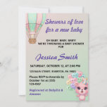 Adorable Pastel Pink and Mint Green Baby Shower Invitation