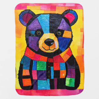 Adorable Patchwork Bear  Baby Blanket