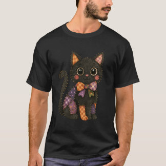 Adorable Patchwork Cat Scary - Cute Kitty Hallowee T-Shirt