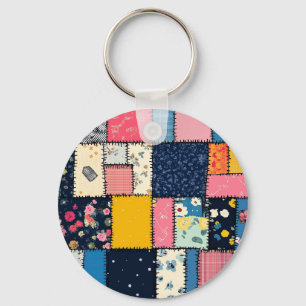 Adorable Patchwork Design, Playful Pattern Keychain
