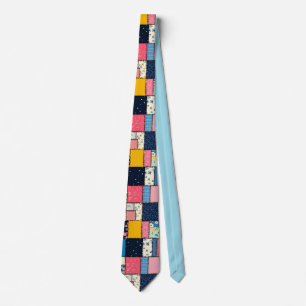 Adorable Patchwork Design, Playful Pattern Neck Tie