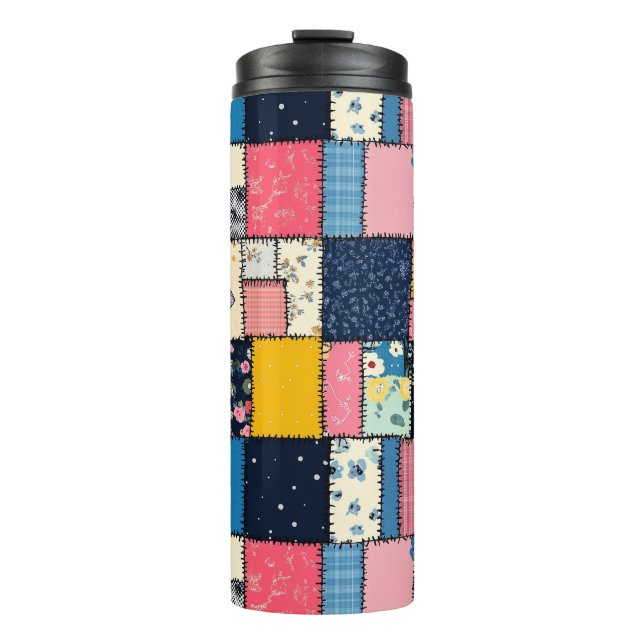 Adorable Patchwork Design, Playful Pattern Thermal Tumbler (Front)