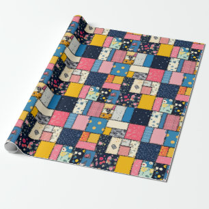 Adorable Patchwork Design, Playful Pattern Wrapping Paper