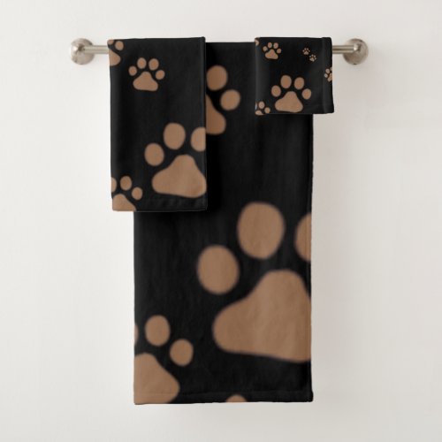 Adorable Paw Print Pattern Bath Towel Set