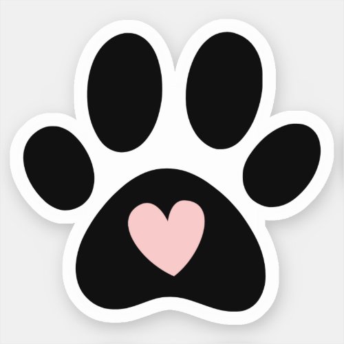 Adorable Paw Print with Heart Sticker