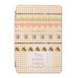 Adorable Peach Checks Gold Hearts Bees Scripture iPad Mini Cover