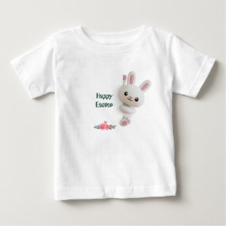 Adorable Peeking 3D Bunny with editable easter Baby T-Shirt