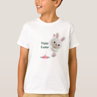 Adorable Peeking 3D Bunny with editable easter T-Shirt
