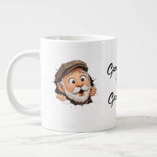 Adorable Peeking Grandparents Couple Design Giant Coffee Mug