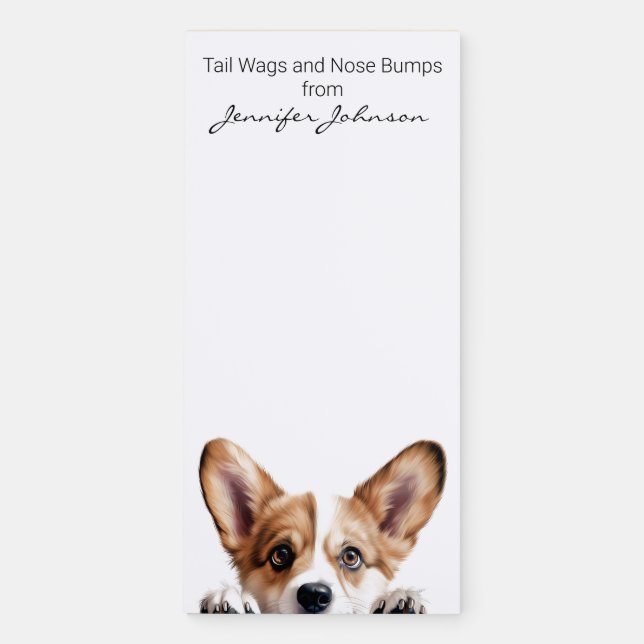 Adorable Pembroke Welsh Corgi Magnetic Notepad (Front)