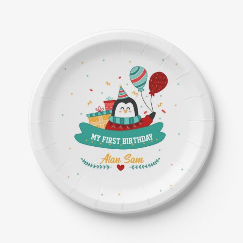 Adorable Penguin 1st Birthday Paper Plates