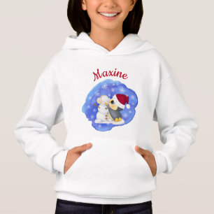 Adorable Penguin And Snowman With Name Hoodie