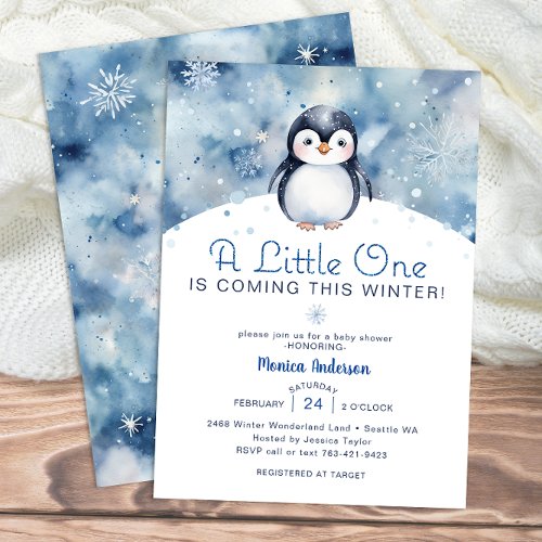 Adorable Penguin Baby Shower  Invitation