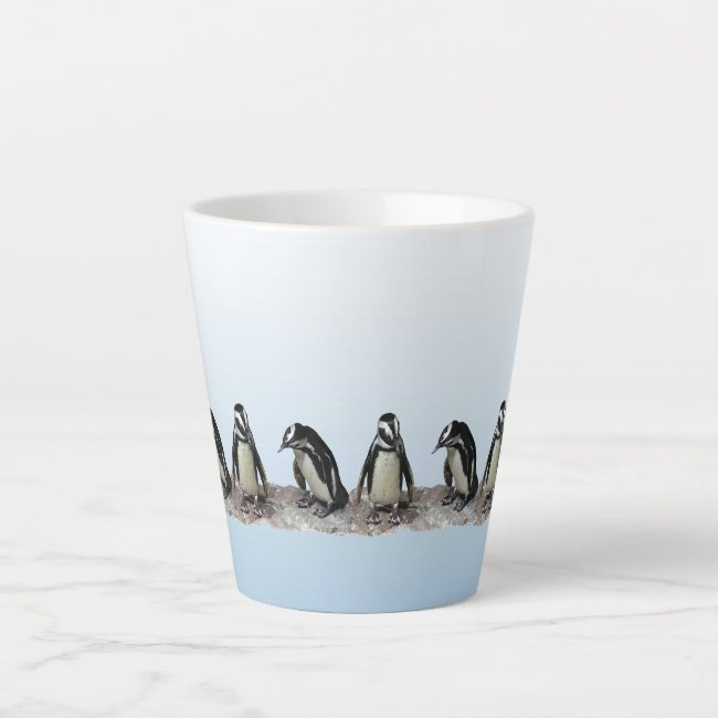Adorable Penguin Birds Blue Latte Mug