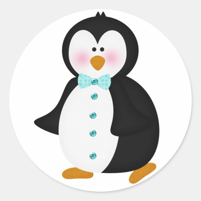 adorable Penguin Classic Round Sticker (Front)