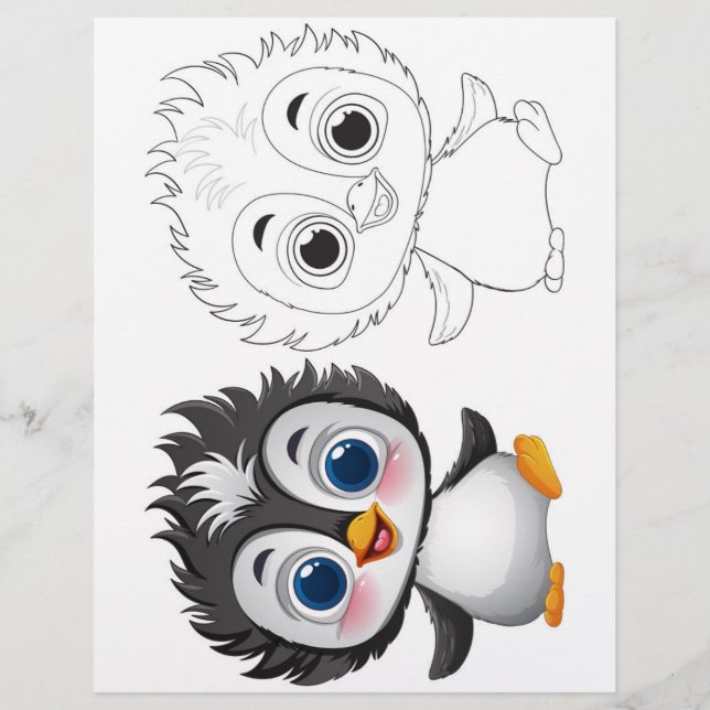 Adorable penguin coloring page (Front)