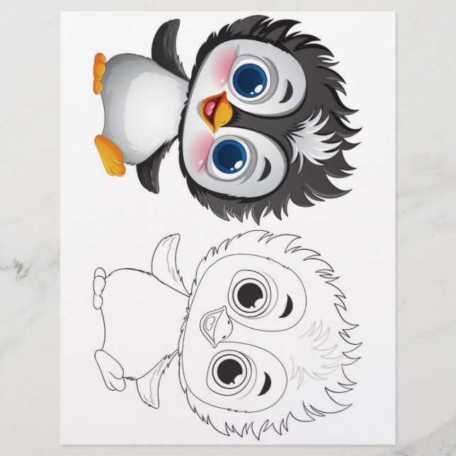Adorable penguin coloring page (Front)