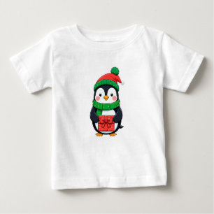 Adorable Penguin Dressed for Christmas Baby T-Shirt