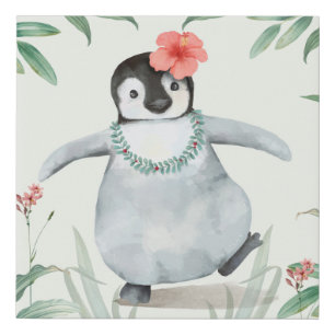 Adorable Penguin Faux Canvas Print