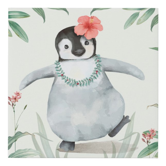 Adorable Penguin Faux Canvas Print (Front)