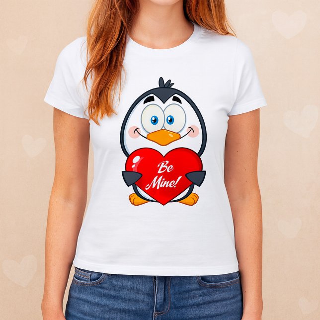 Adorable Penguin Holding Be Mine Heart  T-Shirt (Creator Uploaded)