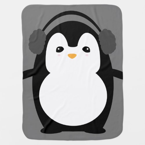 Adorable Penguin Illustration Nursery Art Baby Blanket