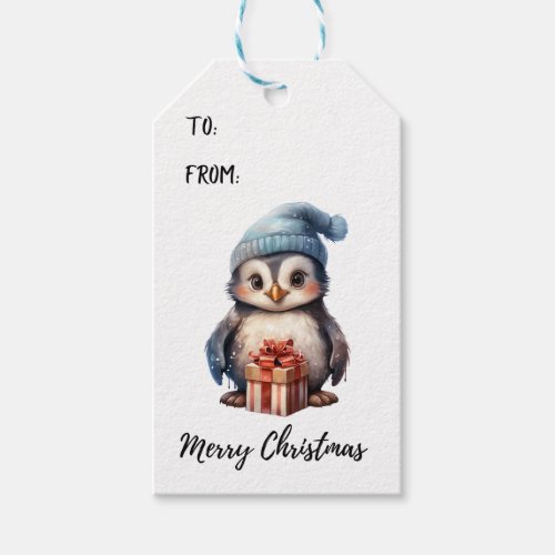 Adorable Penguin in Winter Hat Christmas Present Gift Tags